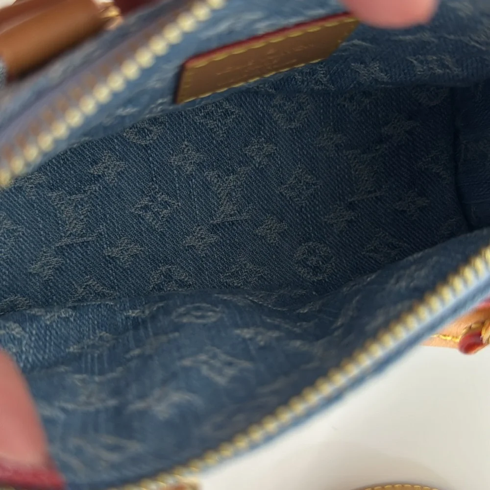 Louis Vuitton *Like NEW *Limited Edition* Nano Mini Denim Speedy Bag with Strap - Picture 12 of 17